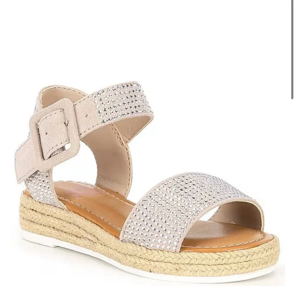 GB Kaygan2 Rhinestone Embellished Espadrille Sandals (Youth) Size 5M Soft Bisque